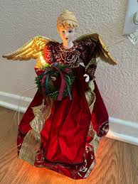 Vintage Angel Tree Topper Light up Victorian Style Burgundy Velvet Dress for Sale in San Diego, CA - OfferUp