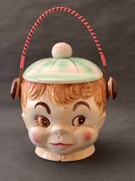 Vintage Boy in Baseball Cap Ceramic Biscuit Barrel/ Cookie ...