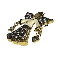 Vintage Sign KC Angel Heart Star Enamel Moonstone Rhinestone ...