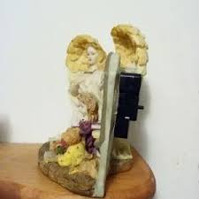 Tianguan | Accents | Vintage Tianguan M588 Resin With Wooden Base Angel Clock Non Working | Poshmark