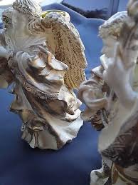 Pair White And Gold Christmas Angel Candle Holders 5 Inches ...