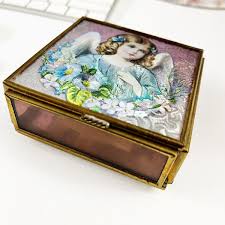 Vintage 1993 Thomas Cathey Angel Trinket Greeting Box Stained Glass & Mirror | eBay