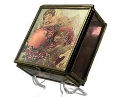 Vintage Vermont Glass Box Trinket Stained Glass Purple / Gold & Mirror - Etsy