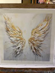 Handmade Golden Wings Painting: Textured Abstract Acrylic ...
