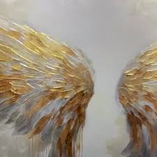 Golden Angel Wings Painting: Textured Abstract Oil on Canvas ...