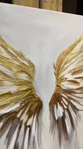 Handmade Gold Angel Wings Painting: Textured Abstract Wall ...