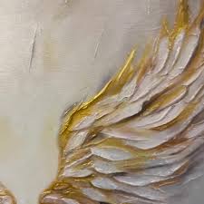 Golden Angel Wings Painting: Textured Abstract Acrylic Oil ...