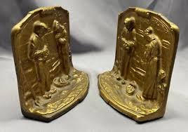 Vintage CAST IRON BOOKENDS W BRONZE FINISH ANGELUS Z-1003 Prayer Praying | eBay