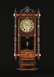 Lot - AN ANGLO-AMERICAN AESTHETIC PERIOD MARQUETRY INLAID ROSEWOOD WALL CLOCK, DOWLAIS, WALES, MID/LATE 19TH CENTURY