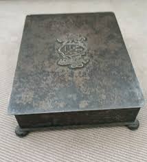 Antique English Silver Plated Rampant Lion Crest Cigarette ...