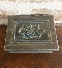 Bronze Finish Filigree Trinket Box: Rustic Gold Green ...