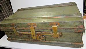 C 1900 IRON TRUNK box TRAVELLING Opt traditional house ...