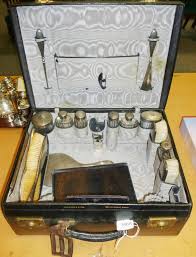 Lot 346 - Silver mounted dressing case with fittings