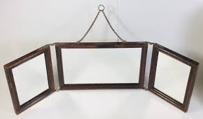 Antique Triptych Folding Shaving Mirror Art Nouveau Flowers circa 1900 | eBay