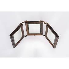 Antique Victorian Wood Tri-Fold Barber Wall or Vanity Mirror, circa 1910 at 1stDibs | tri fold mirror wooden frame, trifold vintage mirror, antique shaving mirrors