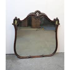 French Figural Painted & Carved Walnut Mirror | Chairish
