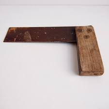 Vintage Wood and Brass Carpenters Set Square, Antique Wood ...