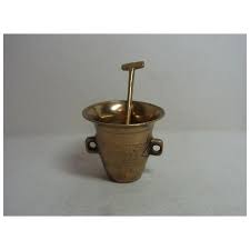 Antique German Brass Doll or Dollhouse Mortar with Pestle ca.1830. For Sale at Ruby Lane