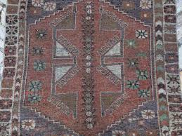 Hand-Knotted Oushak Rug 4x4 Pale Red Wool Geometric Carpet ...