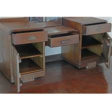 Burmese Art-Deco Teak Low Dressing Table with Stool