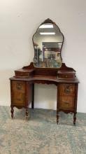 Sold at Auction: Antique Vanity Table With Mirror