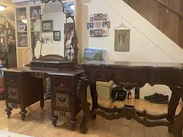 Set Of 2 Antique Items Console Table And Vanity Set | eBay