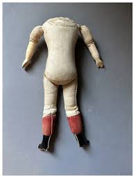Antique early cloth German doll body with wooden arms and ...