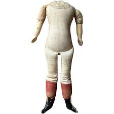 Similar Items to Antique early cloth German doll body with ...