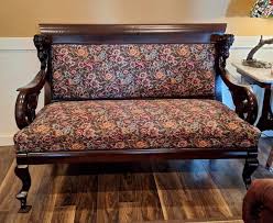 Antique dog head couch and chairs. Looking for any info on history. Came from a judges chambers. USA : r/Antiques