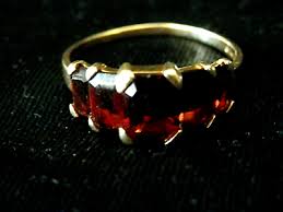 Beautiful 14K Yellow Gold Five Garnet Double Claw Bold Ring ...