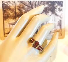 10k Yellow Gold Red Garnet Cocktail Ring: Statement Jewelry ...