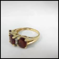 Vintage 14k Yellow Gold Garnets & Diamonds Ring. For Sale at ...