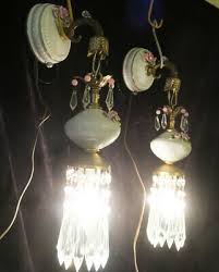 Pair Wall Sconces Lamp Pink Barbola Rose Vintage Porcelain Beaded Brass Tole Light Shabby Opaline Beads - Etsy