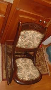 LOVELY SMALL ANTIQUE SLIPPER ROCKING CHAIR TAPESTRY BACK AND SEAT | eBay