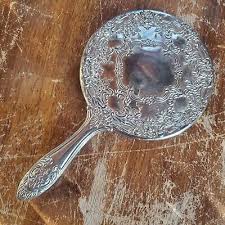 Vintage Hand-Held Vanity Mirror Silver Plated Ornate Victorian Design Heavy | eBay