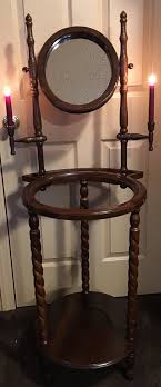 Vtg Victorian Cherry Wood Wash Stand With Oval Shaped Mirror & Candle Holders | eBay
