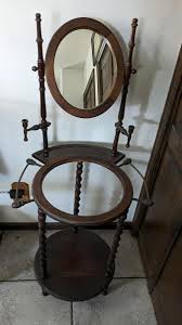 Antique Oak Barley Twist Wash Stand with Pitcher and Basin | EstateSales.org