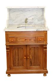 Lot - French farmhouse sink cabinet in pine with marble top