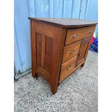 19th Century Antique Oak Wash Stand Cabinet | Chairish