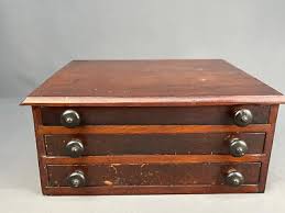 1875 Antique 3-Drawer Wood Watchmakers Jewelers Cabinet Chest + 130 Compartment | eBay