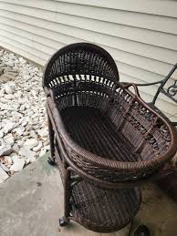 Pottery Barn Kids Wicker Bassinet Rattan Brown Wheels Boho Vibes Nursery Decor | eBay