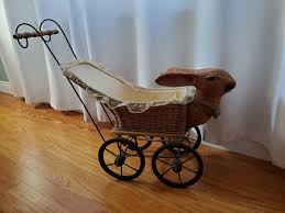 ANTIQUE IRON BUNNY RABBIT HEAD WICKER BABYDOLL STROLLER ...
