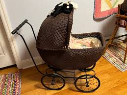 Antique Wicker Baby Pram Doll Carriage in Beautiful ...