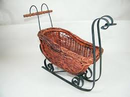 16" WICKER & WROUGHT IRON SLEIGH HOLIDAY ...