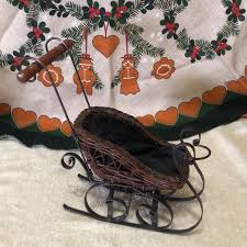Holiday | Vintage Victorian Doll Sleigh Wickerrattan Metal ...