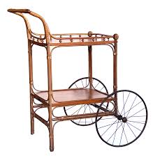 An Early Haywood Wakefield Wicker and Wood Drinks/Bar Cart ...