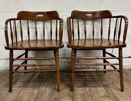 Antique Barrel Back Oak Pub Chairs Captain's Chairs - Pair ...