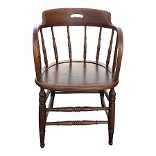 Late 19th Century Oak Firehouse Captain Chair | Chairish