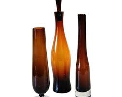 Fantastic Mid Century Amber Art Glass Vases and Decanter - Etsy