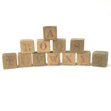 Antique Set Wooden Alphabet Blocks with Original Box - Group of 12 – Zsinta